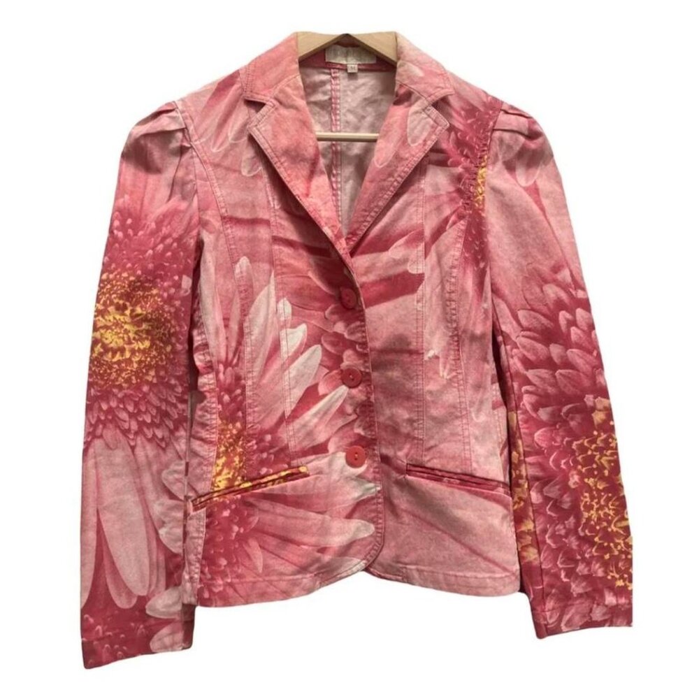 Roberto Cavalli Spring 2000 Vintage Pink Flower Blazer